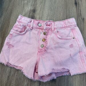 Zara Pink Distressed Jean Shorts